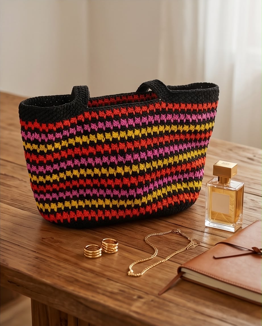 VTBags Black Sunset Crochet Tote Bag