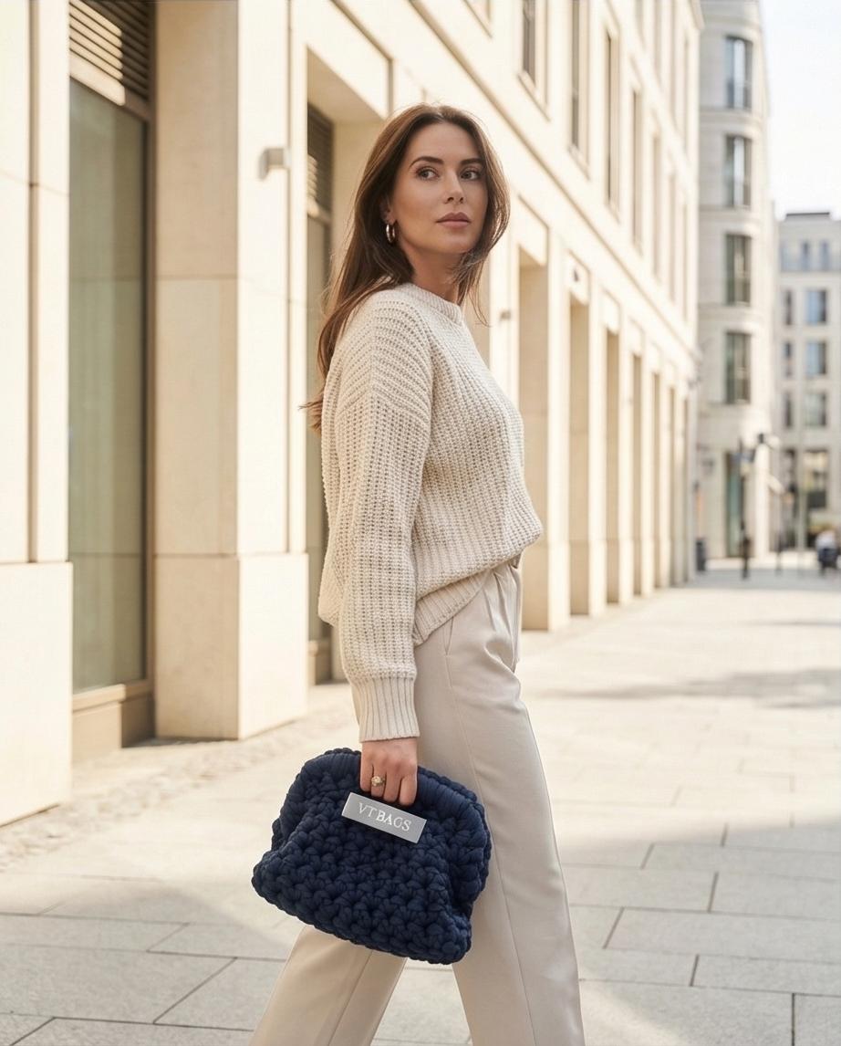 BORSA ARTIGIANALE MODELLO “NAVY MINI ELEGANCE” – VT BAGS