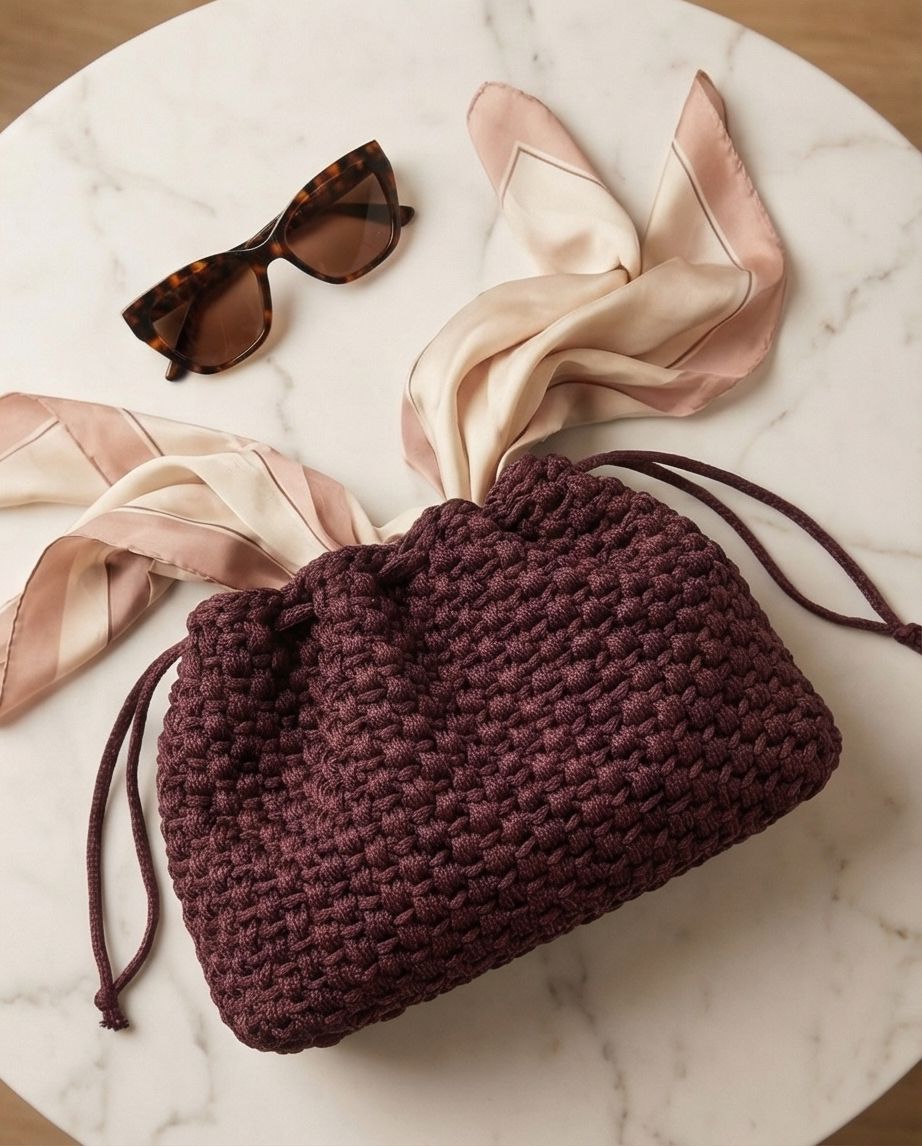 BURGUNDY PEARL BUCKET BAG