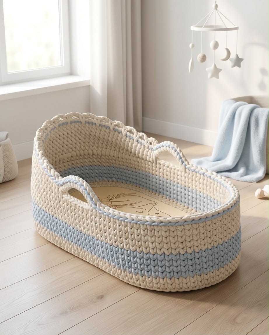 VTBags Handmade Baby Crochet Bassinet