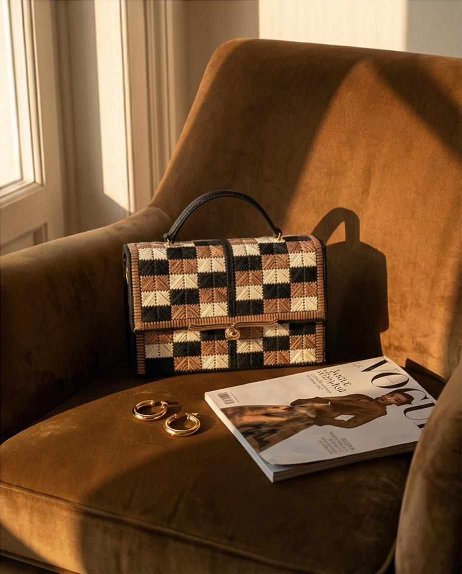 Luxury Handmade Bag Black & Gold – Borsa Artigianale con Catena Dorata