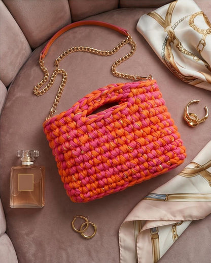 Handmade Multicolor Bag with Chain Shoulder Strap – VT Bags