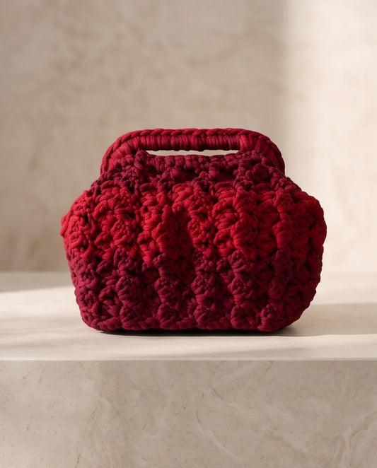 VTBags Burgundy Floral Handmade Crochet Clutch Bag