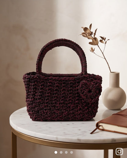 VTBags Burgundy Shimmer Crochet Mini Handbag