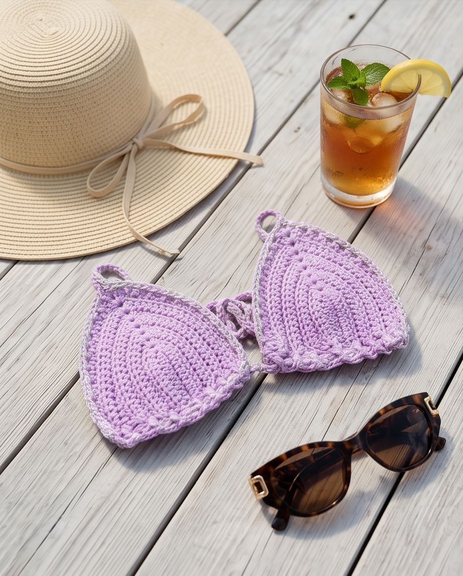 CROCHET BIKINI TOP – HANDMADE PURPLE