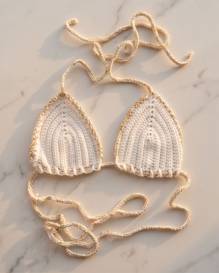 CROCHET BIKINI TOP – WHITE & GOLD EDITION