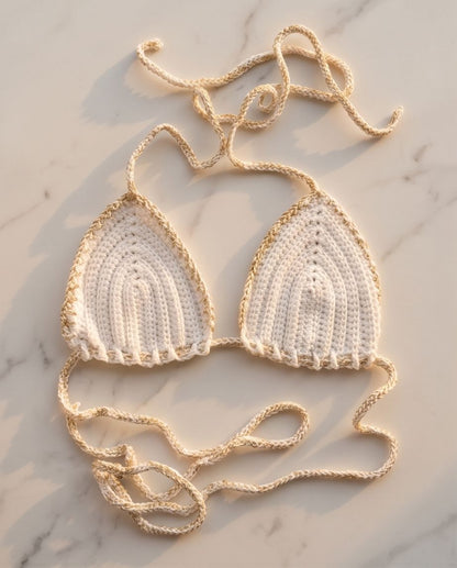 CROCHET BIKINI TOP – WHITE & GOLD EDITION