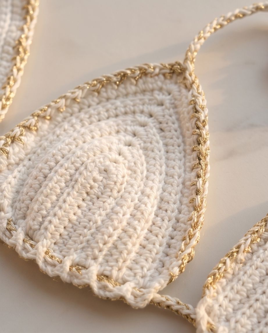 CROCHET BIKINI TOP – WHITE & GOLD EDITION