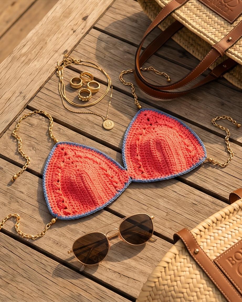 Coral Chain Crochet Top — Handmade Statement