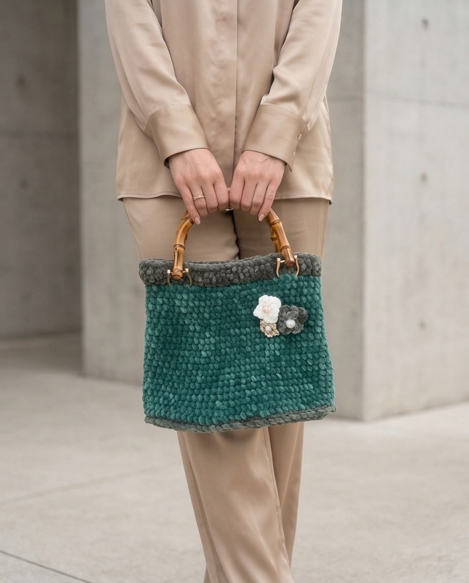 Forest Velvet Bamboo Bag