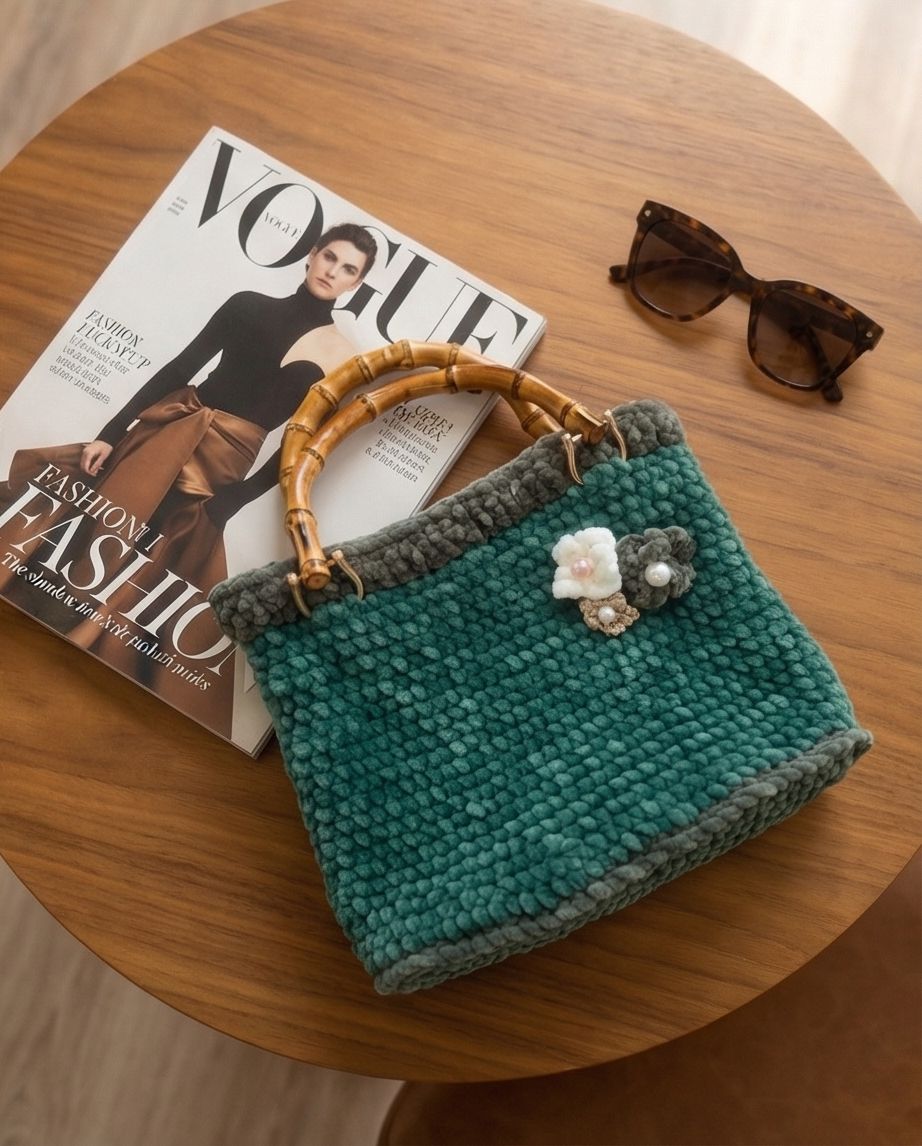 Forest Velvet Bamboo Bag