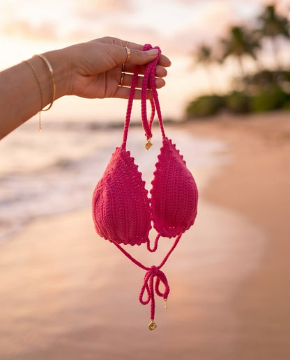 VTBags Fuchsia Crochet Bikini Top