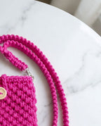 Handmade Crochet Phone Bag – Fuchsia Crossbody Mini VTBag