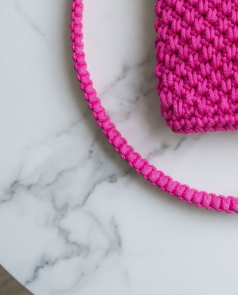 Handmade Crochet Phone Bag – Fuchsia Crossbody Mini VTBag