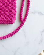 Handmade Crochet Phone Bag – Fuchsia Crossbody Mini VTBag