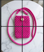 Handmade Crochet Phone Bag – Fuchsia Crossbody Mini VTBag