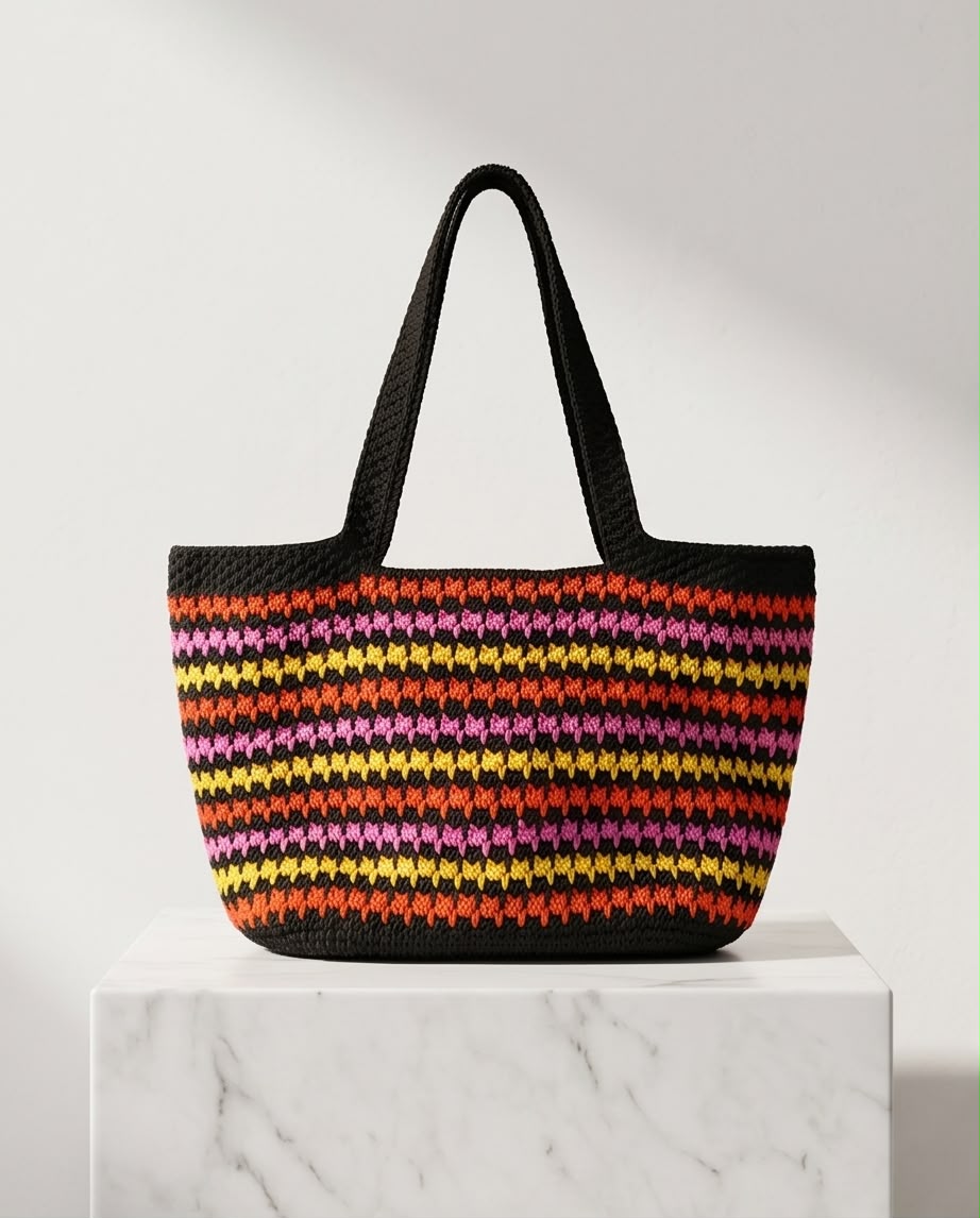 VTBags Black Sunset Crochet Tote Bag