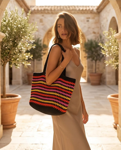 VTBags Black Sunset Crochet Tote Bag