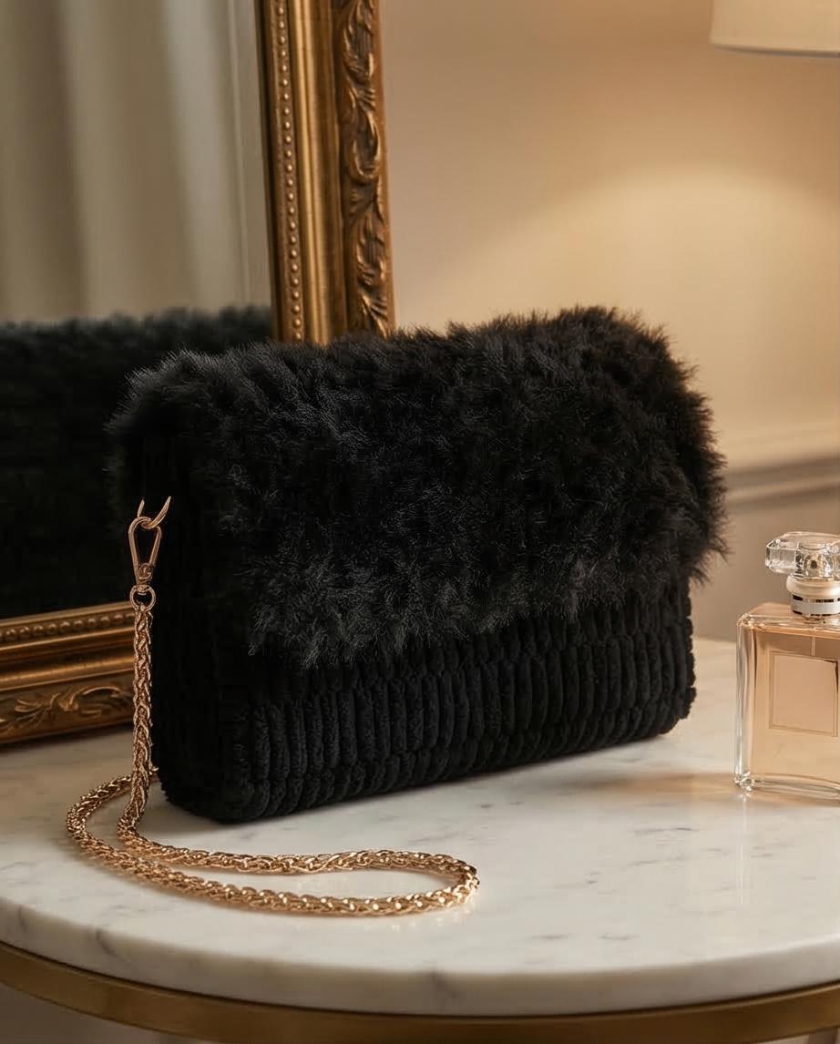 Midnight Fur Clutch VT Bags