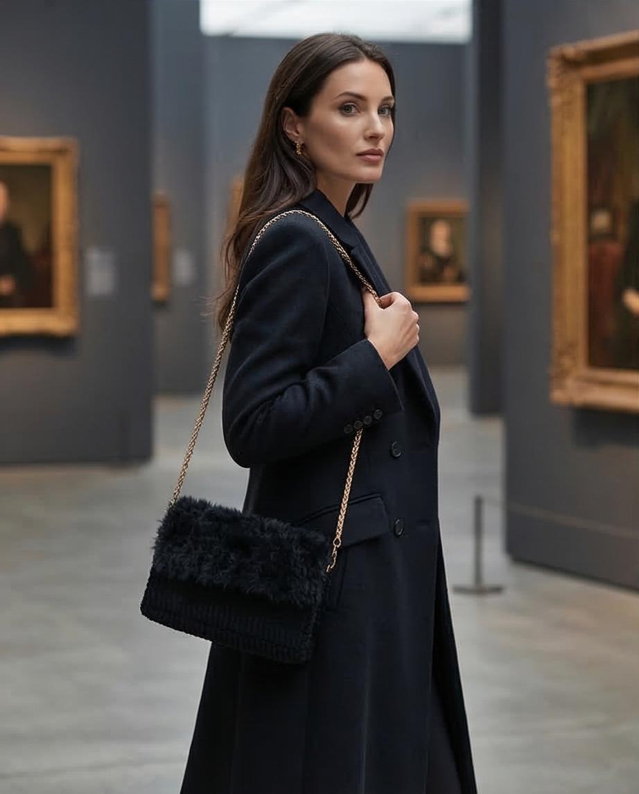 Pochette con pelliccia Midnight VT Bags