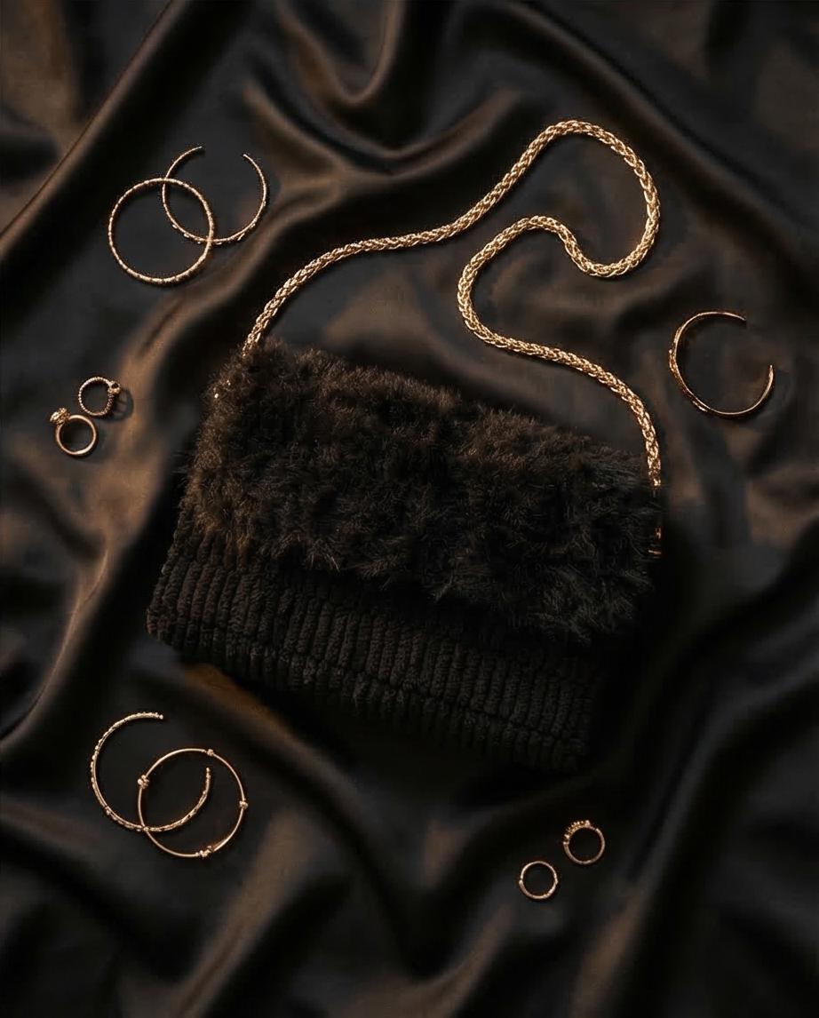 Midnight Fur Clutch VT Bags