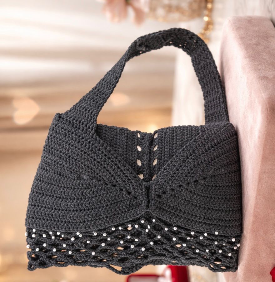 Midnight Pearl Crochet Top Handmade Statement