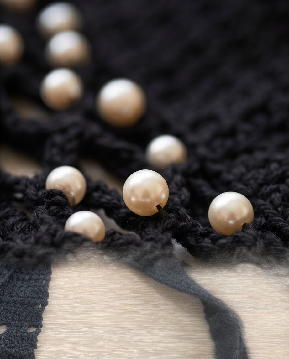 Midnight Pearl Crochet Top Handmade Statement