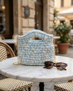 Mini Bag Handmade Azzurro Cielo con Catena Oro
