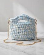 Mini Bag Handmade Azzurro Cielo con Catena Oro