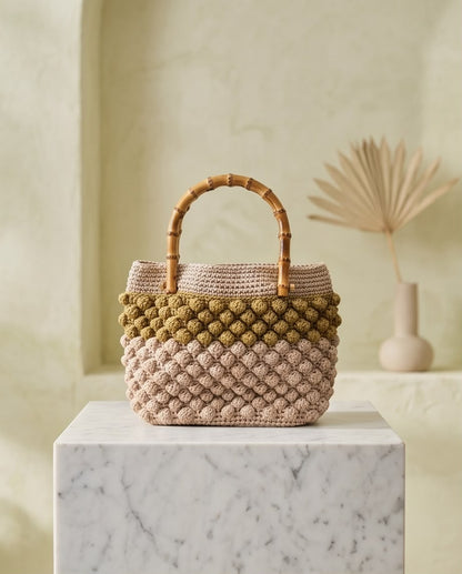 VTBags Neutral Bamboo Crochet Handbag
