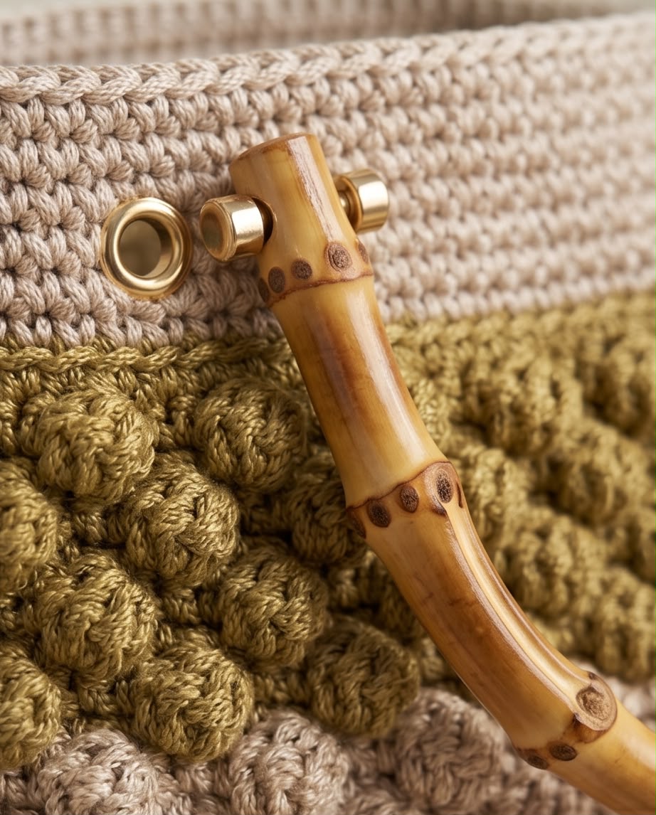 VTBags Neutral Bamboo Crochet Handbag