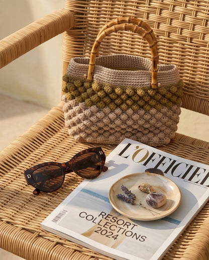 VTBags Neutral Bamboo Crochet Handbag