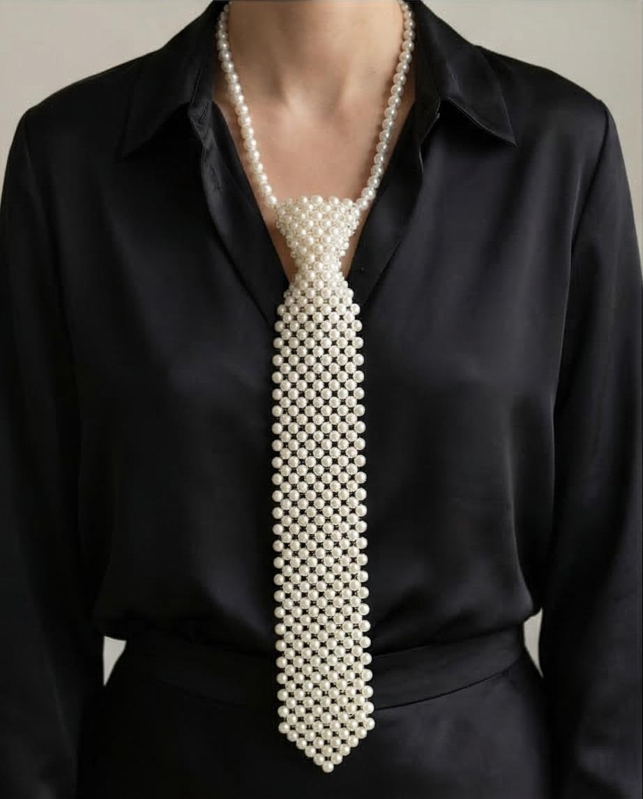 Pearl Statement Tie Necklace