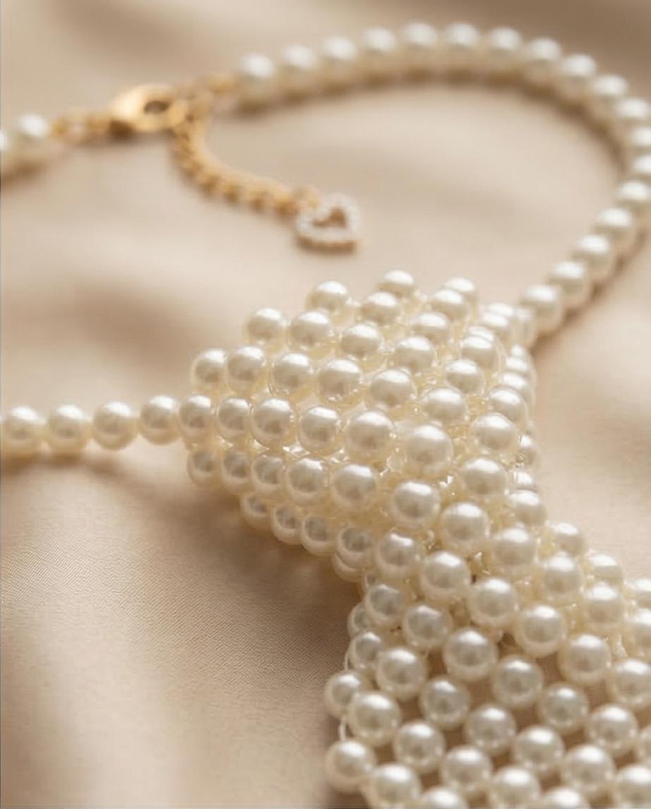 Collana con fiocco e perle