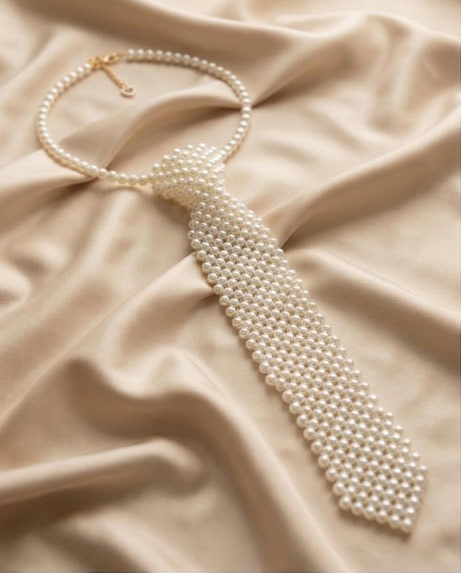 Pearl Statement Tie Necklace