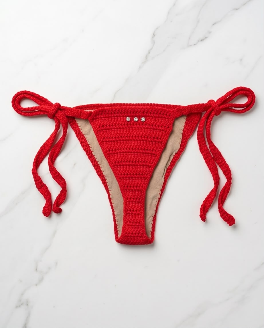 VTBags Red Crystal Crochet Bikini Bottom