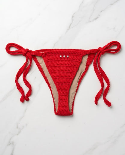 VTBags Red Crystal Crochet Bikini Bottom