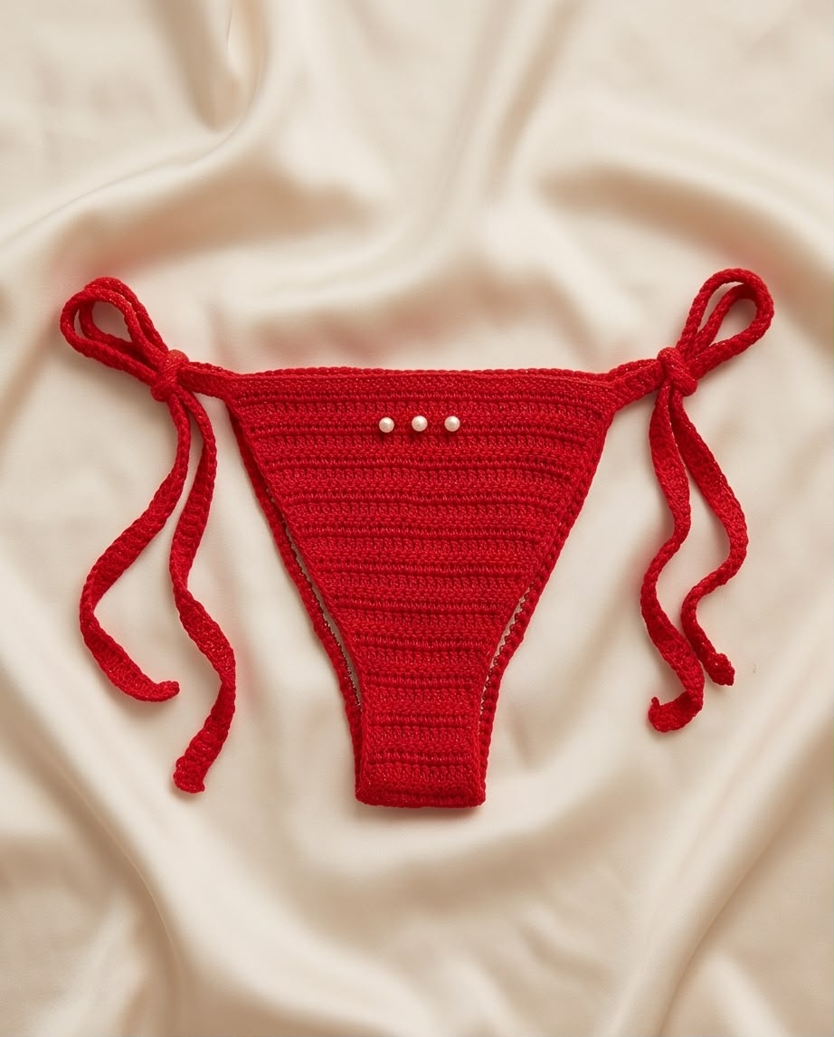VTBags Red Crystal Crochet Bikini Bottom