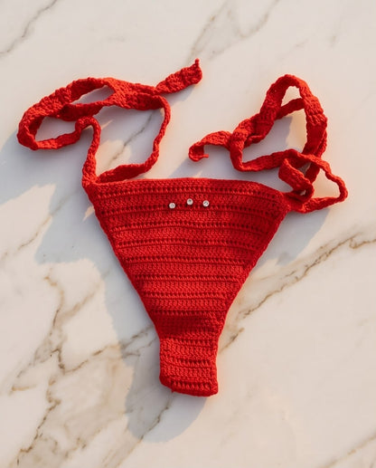VTBags Red Crystal Crochet Bikini Bottom