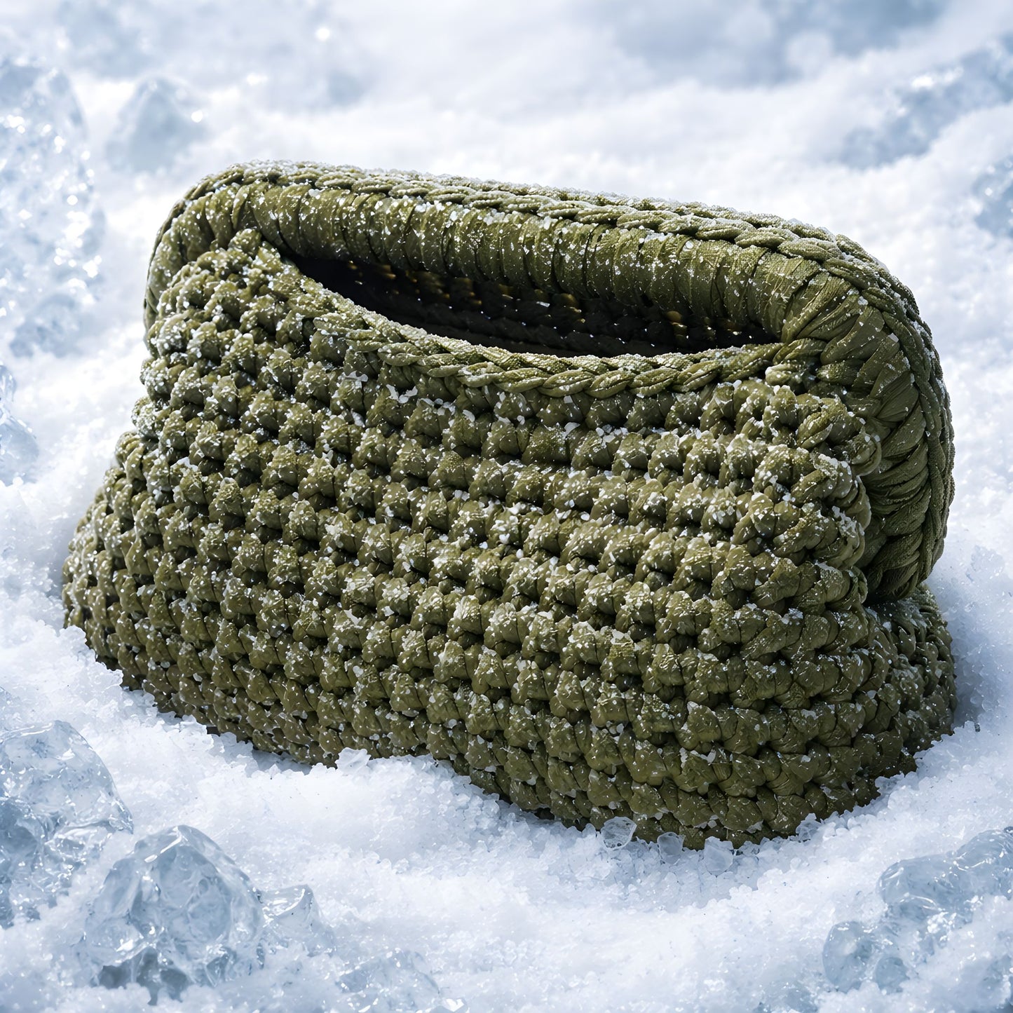 Olive Green Handmade Bag with Hard Base and Closure