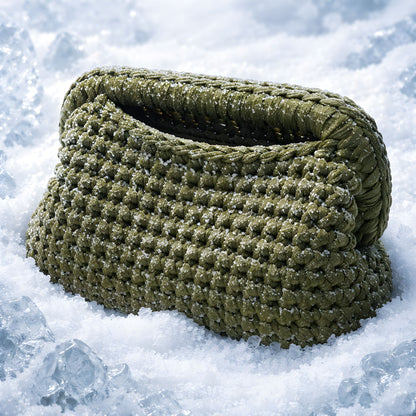 Olive Green Handmade Bag with Hard Base and Closure