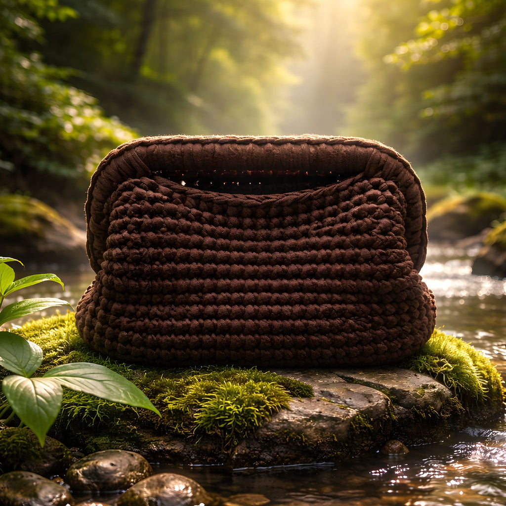 Borsa Handmade Marrone Cioccolato con Fondo Rigido e Chiusura Dorata