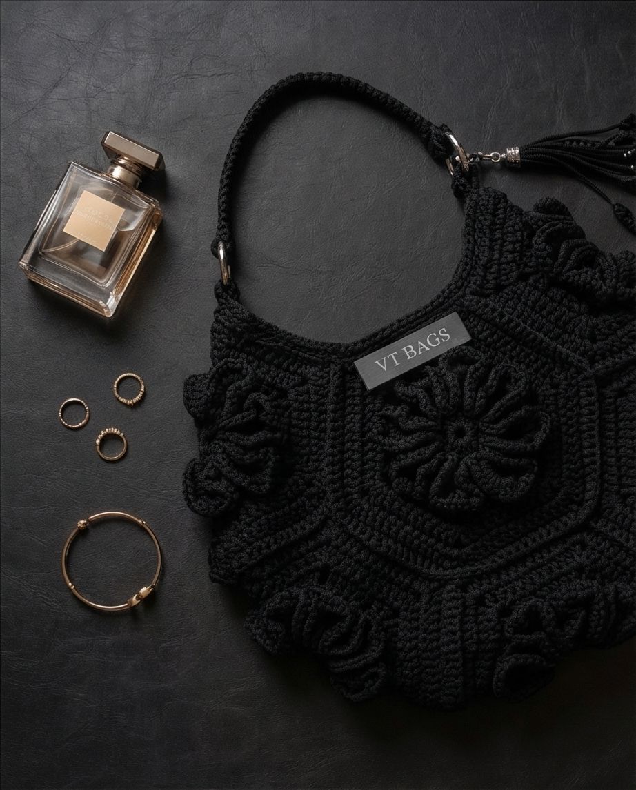 VT BAGS – MODELLO “BLACK BLOOM HANDMADE BAG