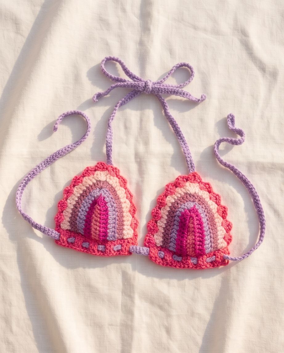 VTBags Berry Sunset Handmade Crochet Bikini Top