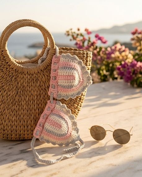 VTBags Blush Cloud Handmade Crochet Bikini Top