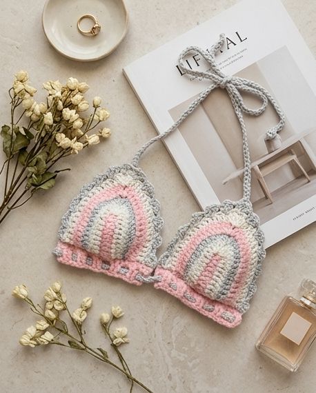 VTBags Blush Cloud Handmade Crochet Bikini Top