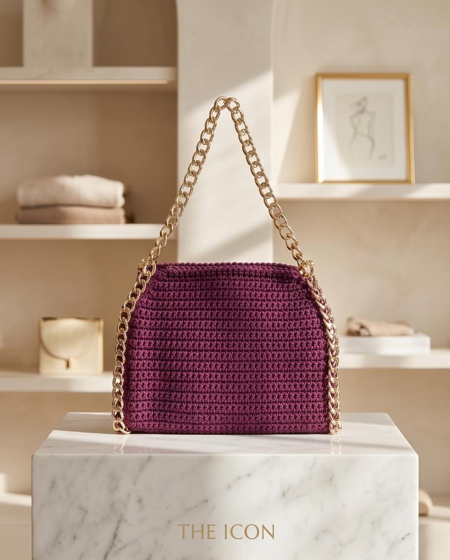 VTBags Burgundy Chain Crochet Bag