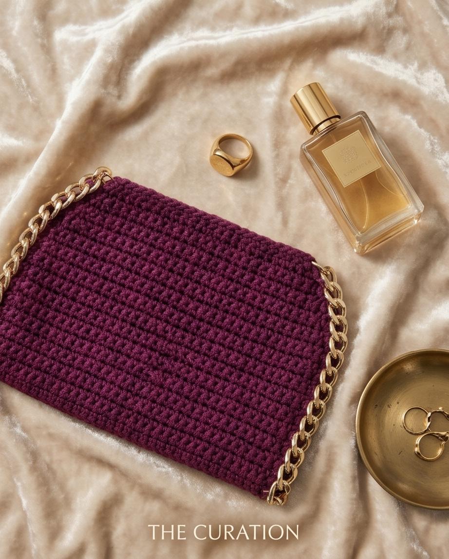 VTBags Burgundy Chain Crochet Bag