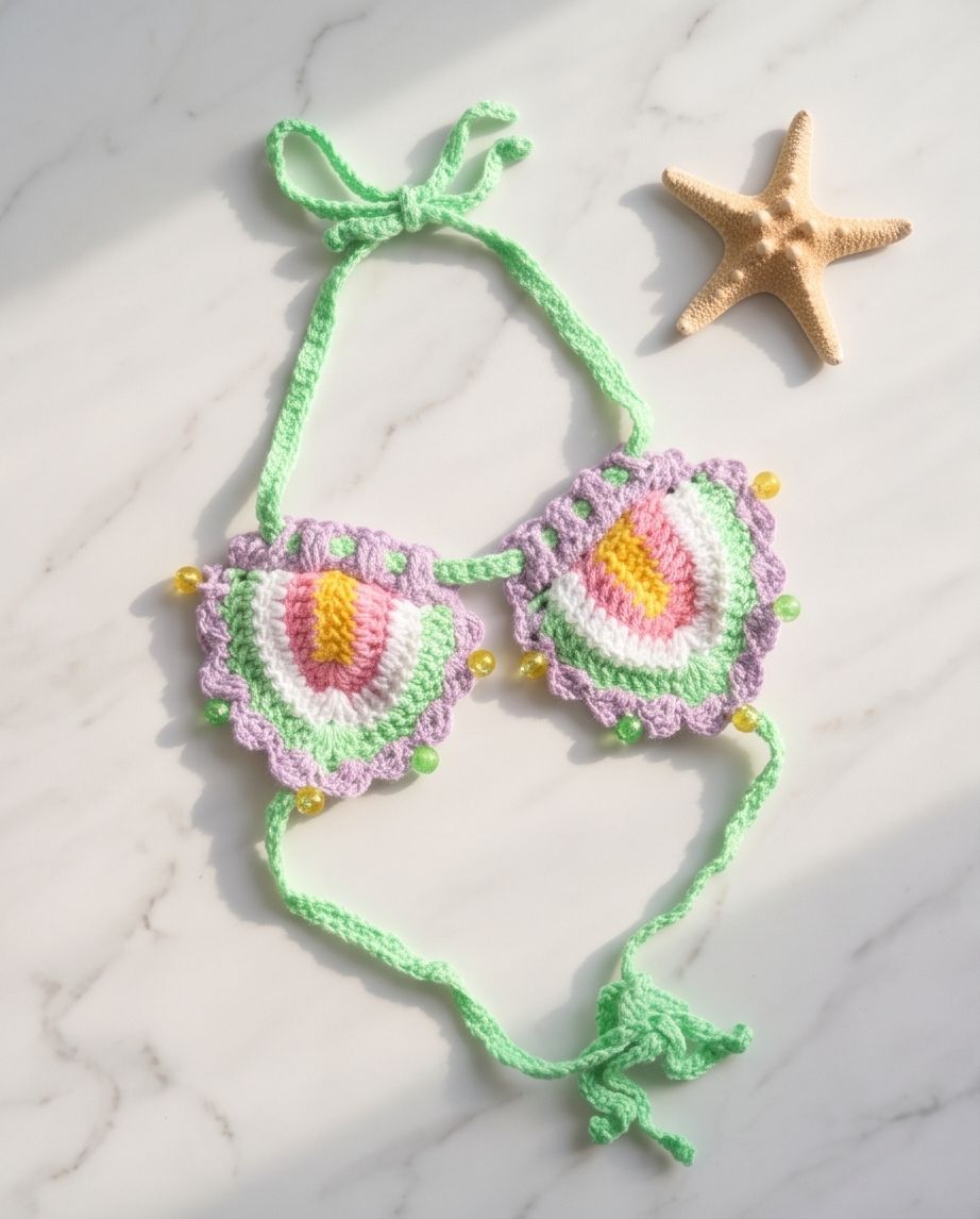 VTBags Candy Bloom Handmade Crochet Bikini Top