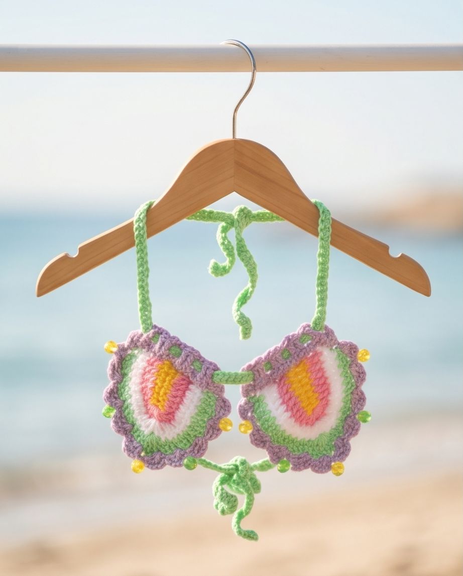 VTBags Candy Bloom Handmade Crochet Bikini Top